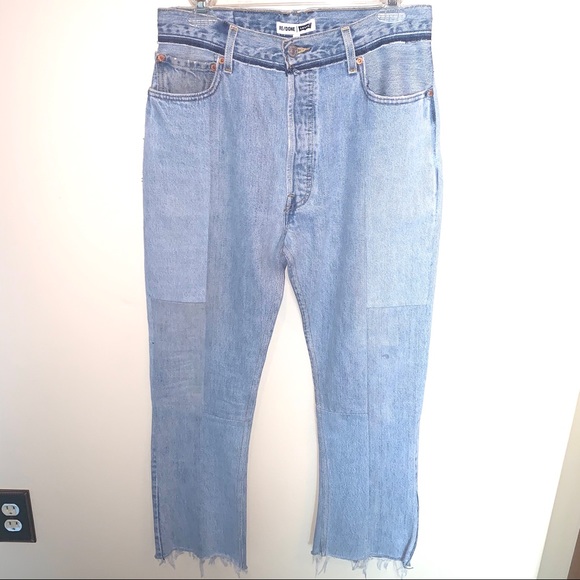 NEW Re/done Levi’s Patchwork Straight Leg Jeans 29 - Picture 2 of 8
